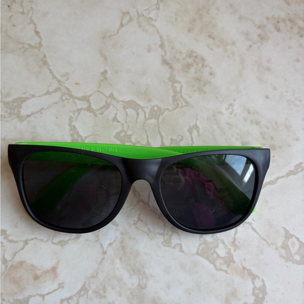 Black Frame Sunglasses with Neon Green